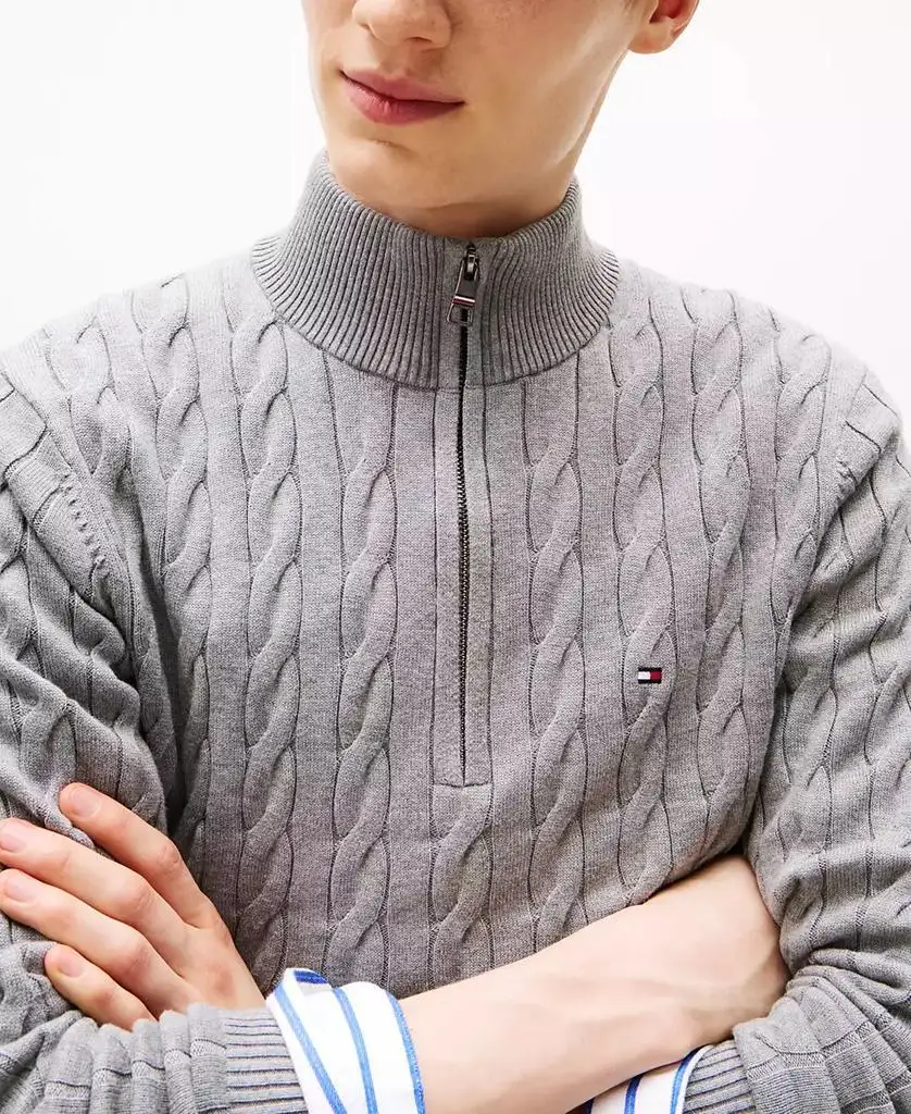 تومي هيلفيغر |   سترة رجالية بأكمام طويلة ومتماسكة بسحاب ربع