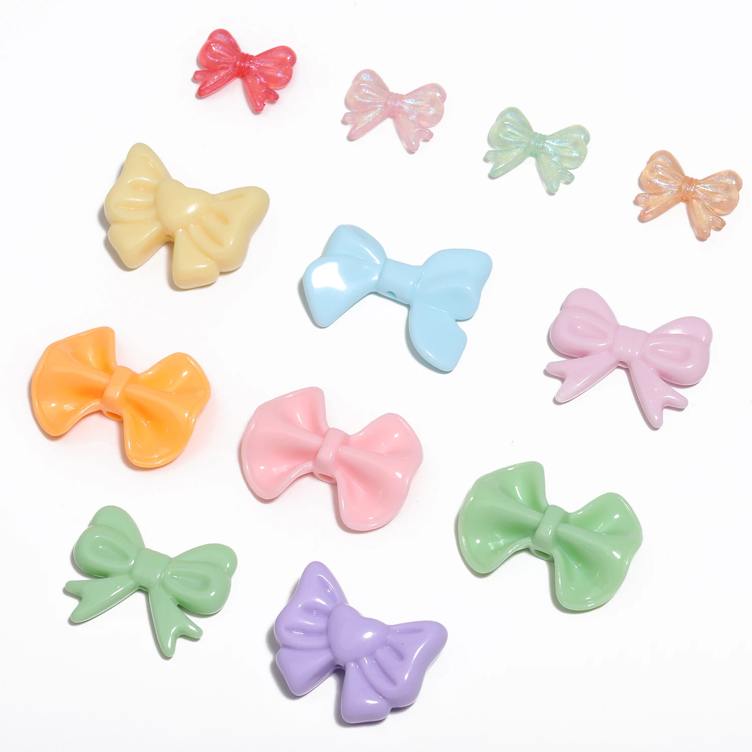 Candy Color Acrylic Bowknot Beads Cute Bow Tie Spacer Charms For Bracelet Handcraft Necklace Findings DIY Jewelry Accessories