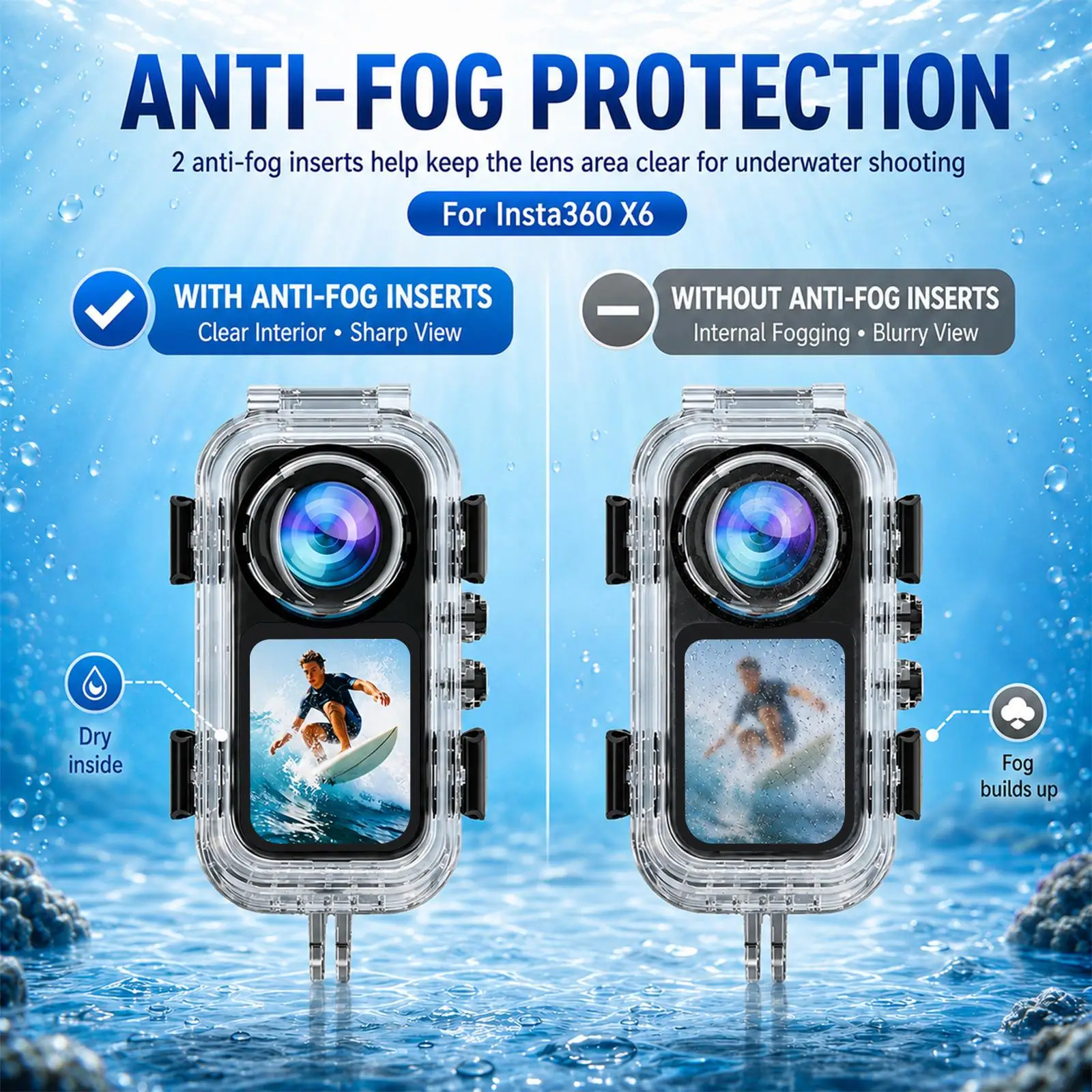 PULUZ 60m Unterwasser-Tauchgehäuse für Insta360 X6, für Insta360 X6 Action-Kamera, wasserdichtes Gehäuse, unsichtbare Abdeckung zum Schnorcheln – Detail 6