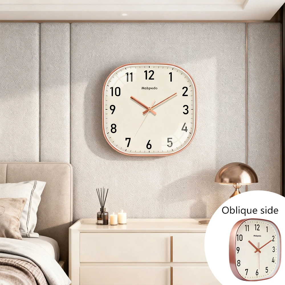8 Zoll Quadratische Quarz-Wanduhr Elegantes Beiges Zifferblatt Schwarze Digitale Moderne Heim- und Bürodekoration Einfacher Stil Präzise Zeitmessung