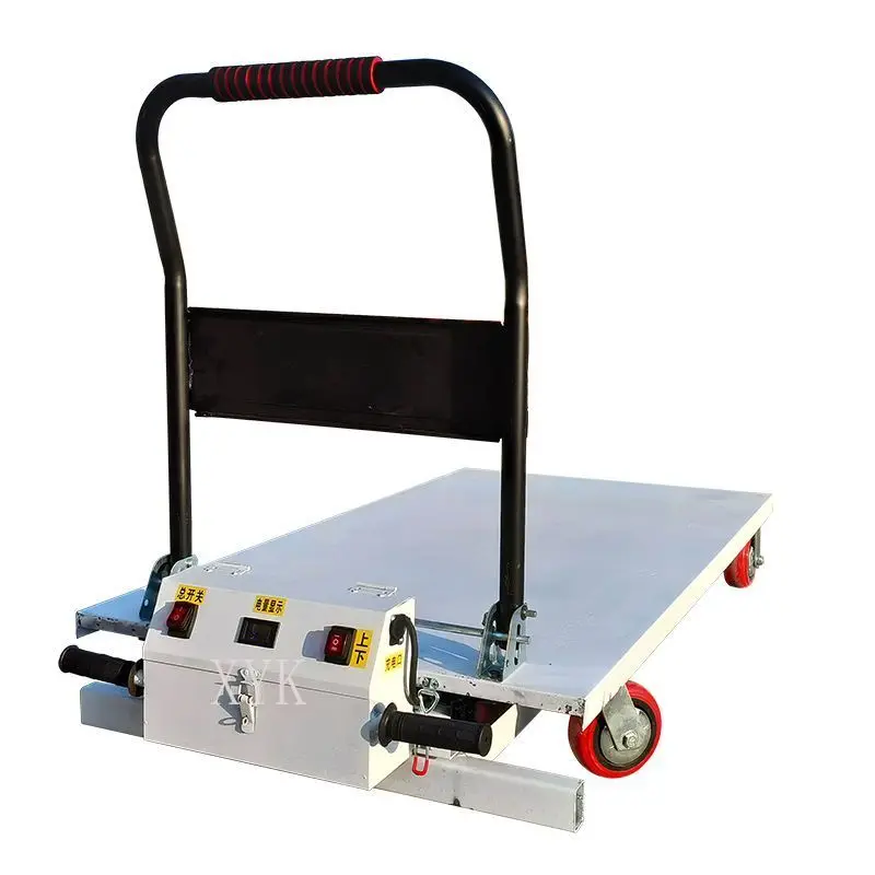Portable Onboard Electric Hydraulic Scissor Lift Cart Automatic Lifting Mobile Flat Platform Transport Trolley