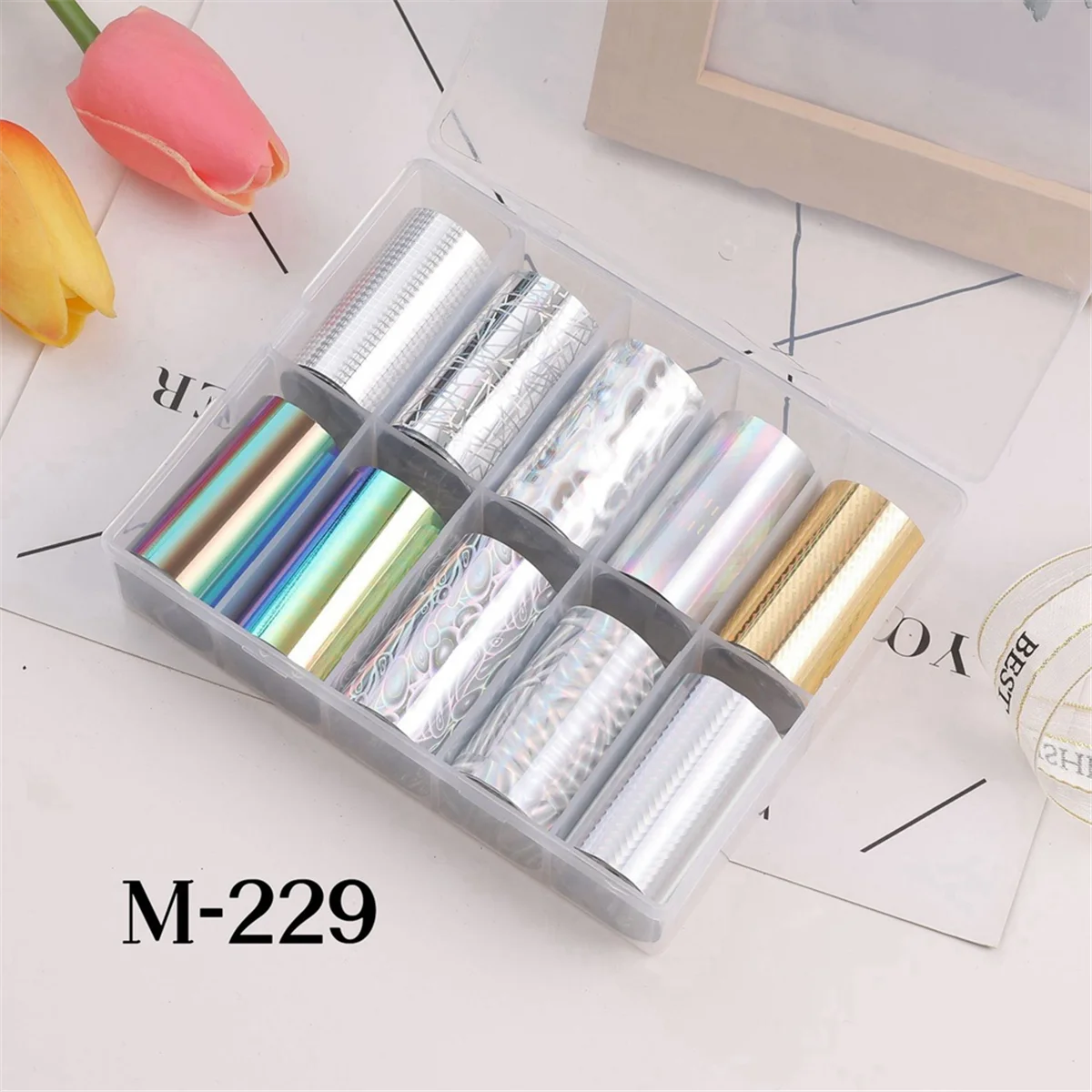 10 Rolls Nail Foils Polish Stickers Metal Color Starry Paper Transfer Foil Wraps Adhesive Decals Nail Art Decorations