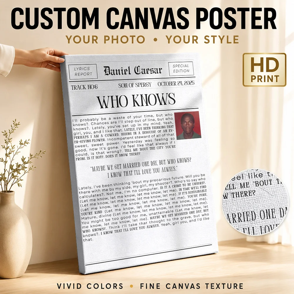Daniel Caesar Who Knows Quote Framed Canvas Print Poster Bold Style Wall Art With Personalized Photo For Bedroom Ideal Fan Gift