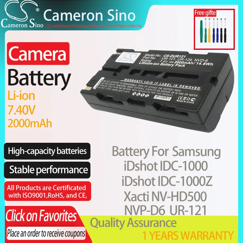 CameronSino Battery for Sanyo iDshot IDC-1000 iDshot IDC-1000Z Xacti NV-HD500 fits Sanyo NVP-D6 Digital camera Batteries 2000mAh