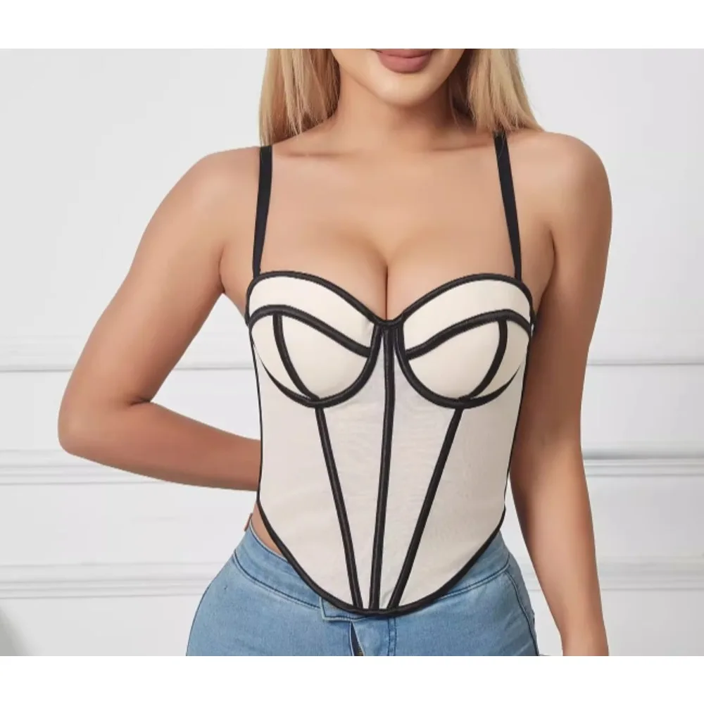 Women Chic PATCHWORK slip Camis Tank Top Basic Sexy Fashion Off Shoulder Summer Women Crop Top