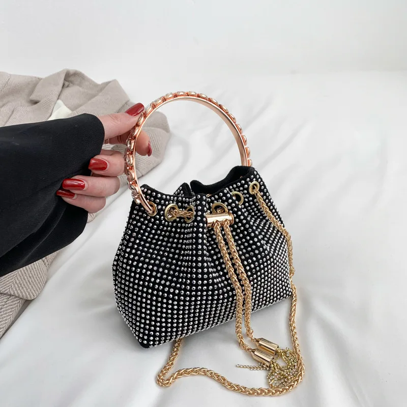 Luxury Diamonds Designer Party Handbag 2023 Tassel Chain Evening Clutch Bag Diamond Bucket Shoulder Bags Purses And Handbag