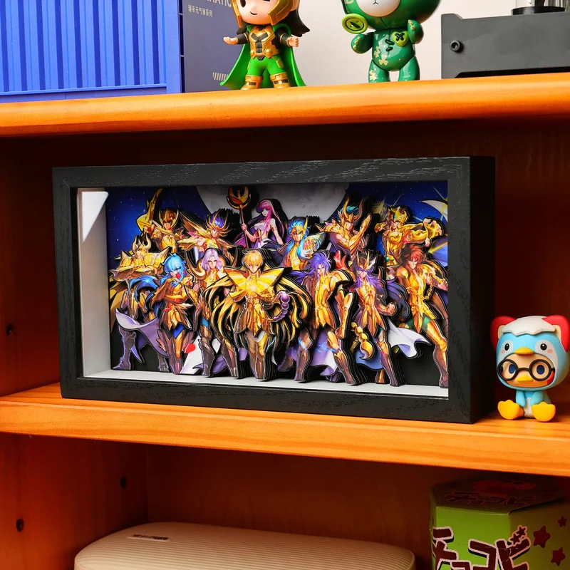 Retrato da família de saint seiya, pintura estereoscópica 3d, acessórios de anime, modelo artesanal, plataforma de jogo, artesanato, presente de aniversário