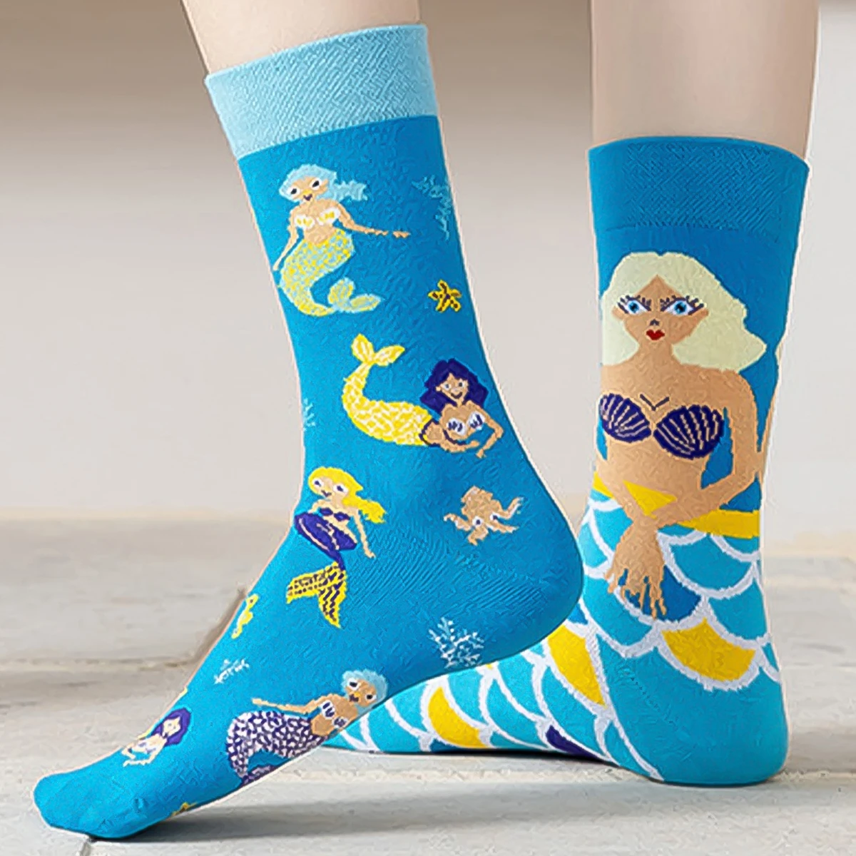 Blue Mermaid School Breathable Couple Cotton Short Modern Female Short Socks Vintage Knitting Unique Fitness Novelties 2024