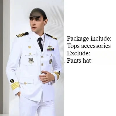 米軍海軍白制服上下NAVYキャップセット 米海軍軍服ヨットキャプテンスーツディナーパーティーコスチューム