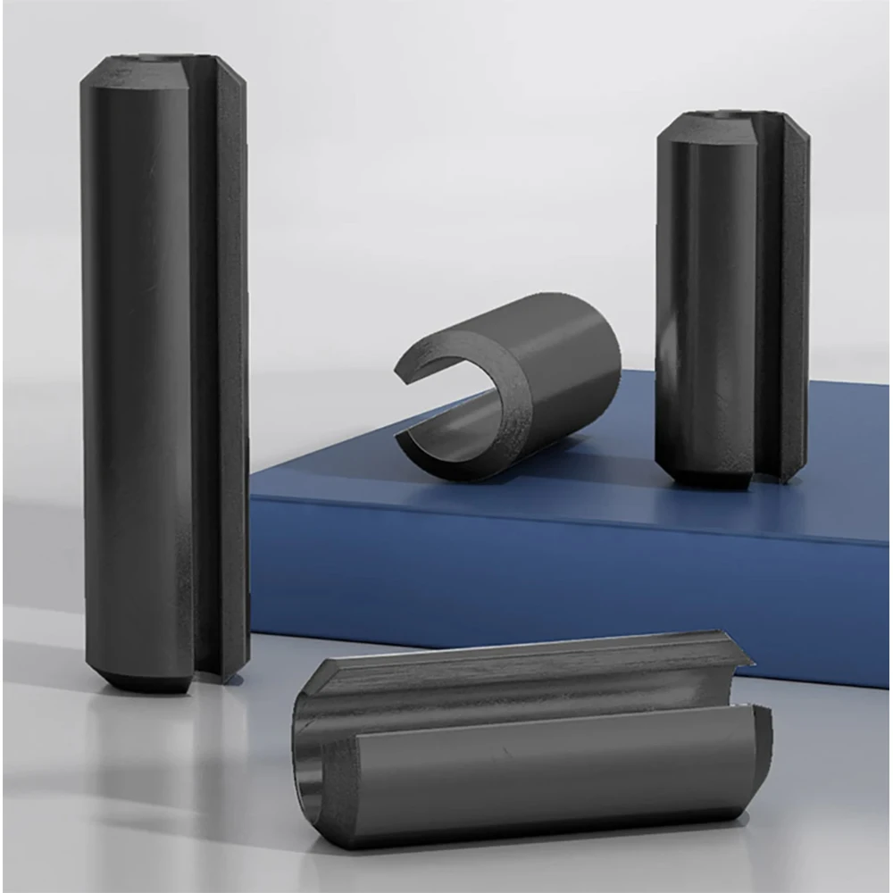 Pasador de resorte de acero 65Mn M4 M5 M6 M8 pasador de posicionamiento abierto cilíndrico negro pasadores de tensión divididos ranurados elásticos longitud 6/8/10-80mm