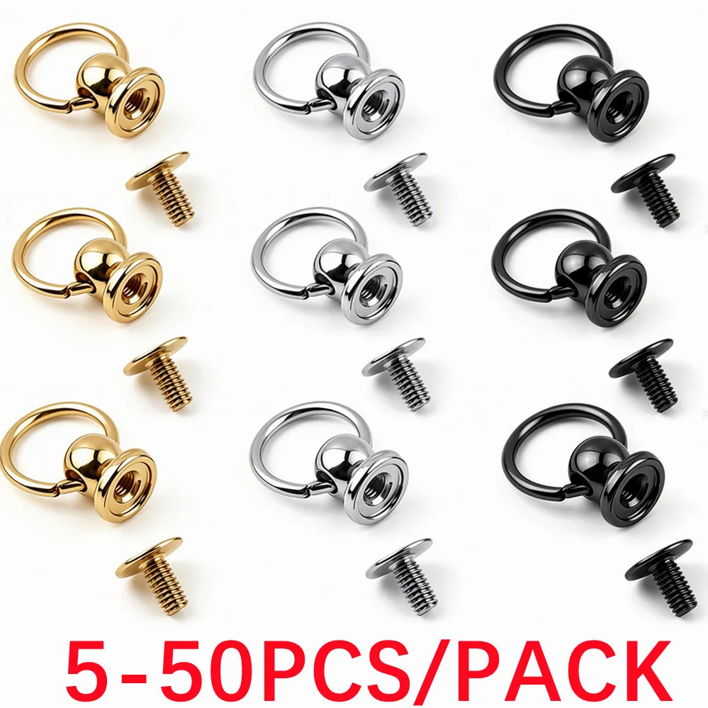 5/100Pcs with Pull Ring Screwback Screw DIY Clothes Bags Wallet Phone Accessories Stud Round Head Nail Making Crafts Metal