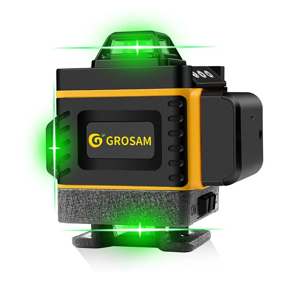 GROSAM 16 Lines 4D Green Laser Levels 360 Horizontal And Vertical Cross Lines With Auto Self-Leveling Indoors And Outdoors