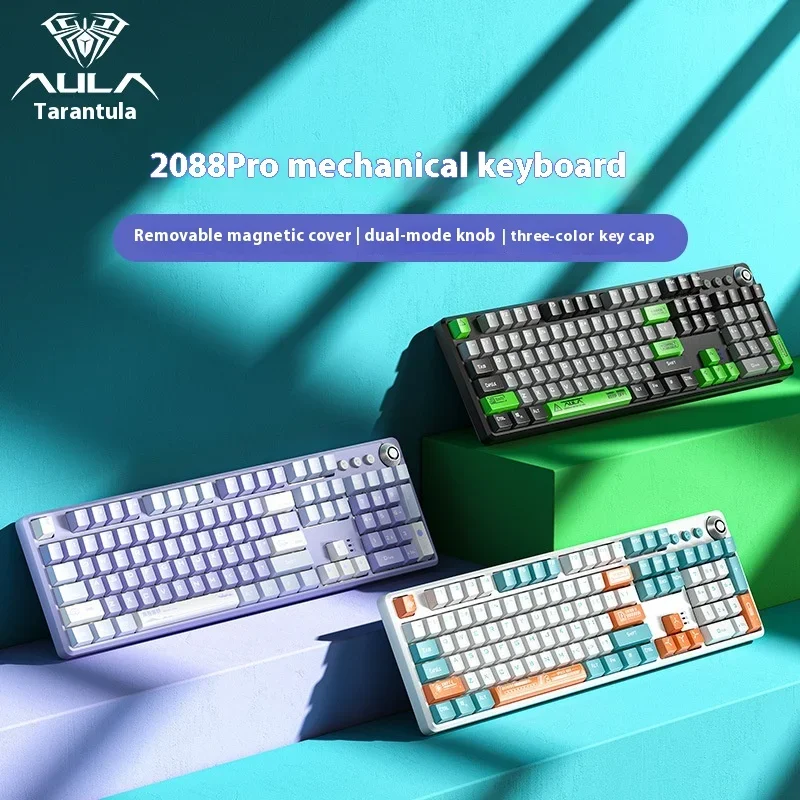 

Aula F2088 Pro Mechanical Keyboard Magnetic Attraction Anti-ghosting 108 Plating Wired Gaming Mixed Backlit Keyset For Desktop