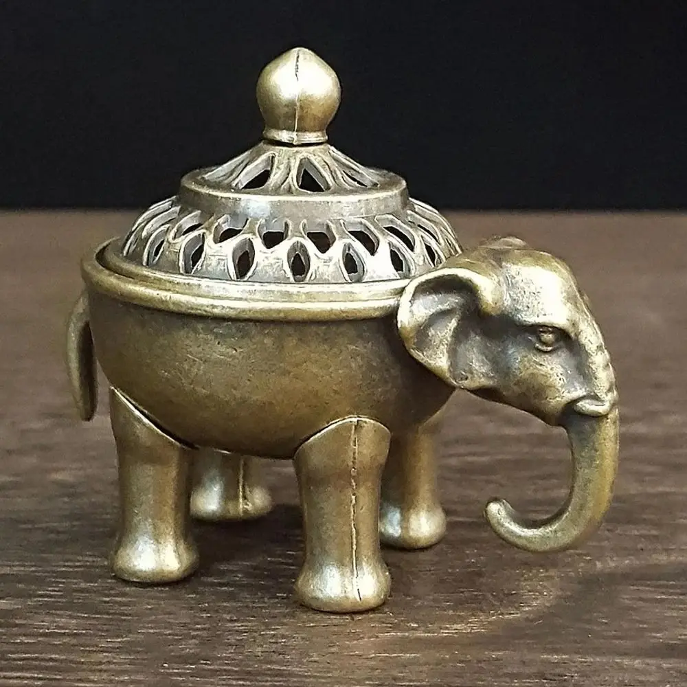 Vintage Alloy Sandalwood Incense Burner Hollow Out Year of the Horse Lotus Incense Censer Mini with Handle Three Legged Stove