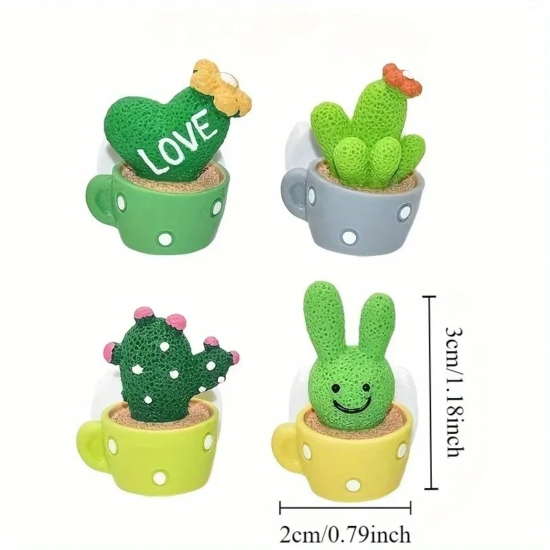 4PCS/Set Animal Cactus Small Potted Plant Car Interior Accessories Resin Decoration Air Conditioner Air Vent Centre Console