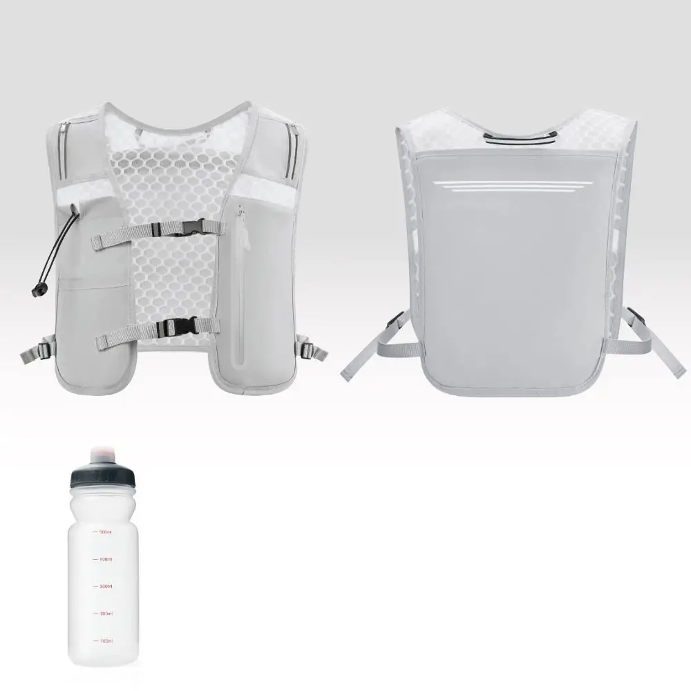 Odblaskowa kamizelka do biegania z plecakiem 4L, wodoodporna kamizelka hydracyjna do biegania, oddychająca butelka na wodę 500 ml