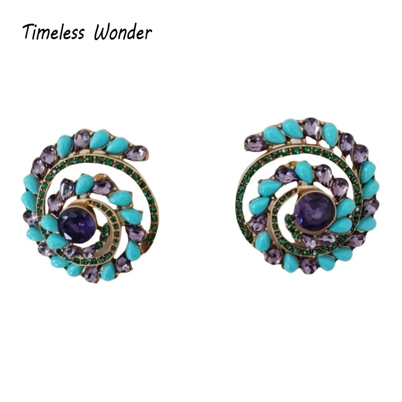 Timeless Wonder Fancy Zircon Floral Stud Earrings for Women Designer Jewelry Runway Goth Luxury Rare Gift Sweet Cute Retro 5155