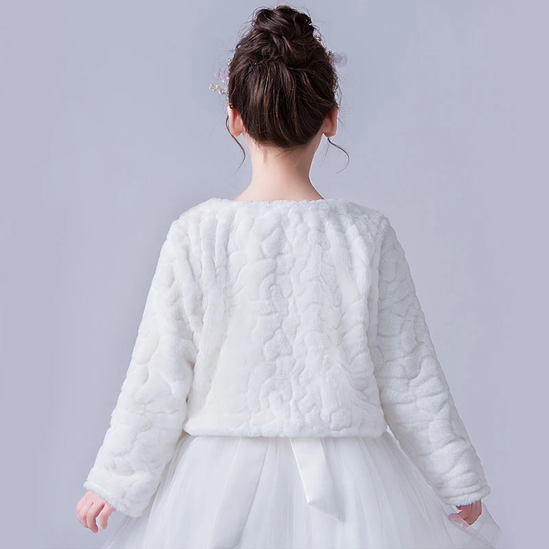 Rood Wit Kinderen Meisje Faux Fur Jacket Wedding Mantel Voor Communie Jurk Bloem Meisje Bont Bolero Cape Winter Jas Jas