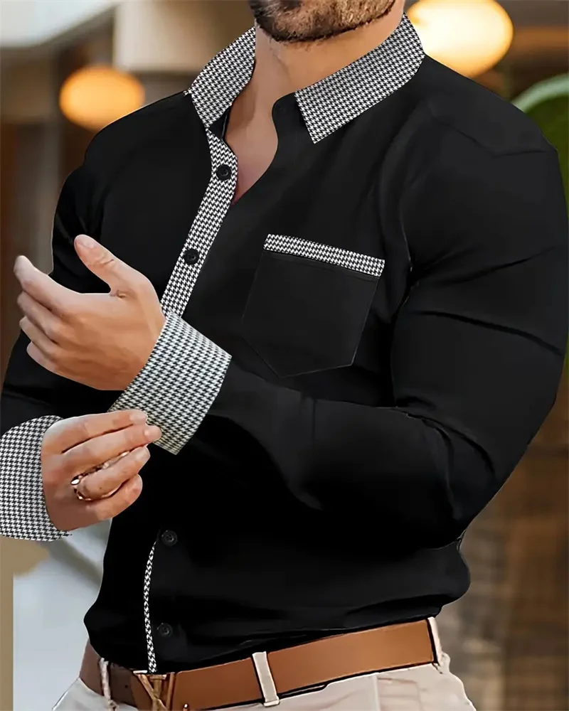 

8 Colors Men's Shirt Top Lapel Long Sleeve Front Pocket Men's Casual Shirt Men's Daily Vacation Streetwear Plus Size XS-6XL