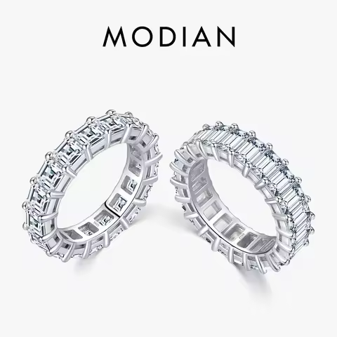 MODIAN Solid 925 Sterling Silver Exquisite Luxury Emerald Cut High Grade Zirconia Ring For Women Wedding Engagement Fine Jewelry