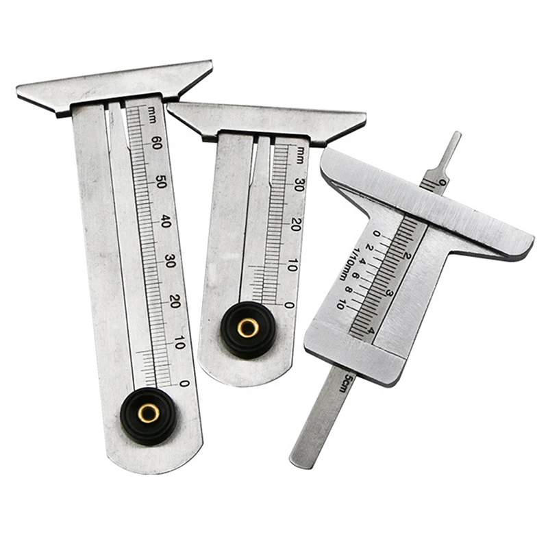 Stainless Steel Car Tyre Tire Tread Depth Gauge Meter Ruler Caliper Measuring Tools For Moto 0-30mm 0-50mm 0-60mm Car Tyre Gauge