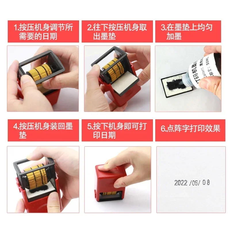 Handheld Portable Date Stamp Printer Quick-Drying Ink Date Printing Coding Machine for Food Plastic Bag Bottle Metal Cans Paper