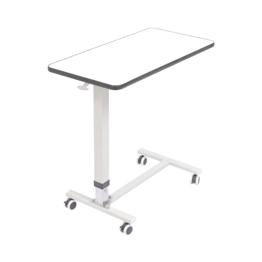 Adjustable Medical Bed Lift Hospital Bedside Dining Table with Movable Over Bed Furniture Wood and Metal Material
