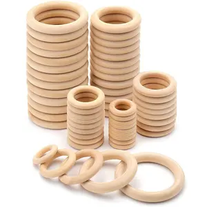 Unfinished Solid Wood Rings, Natural Wood Rings for Macramé, DIY Crafts, Wood Rhips, Connecting Ornaments, Jewelry, 15-100mm 8 Main Sales Macrame Wood Rim - №2