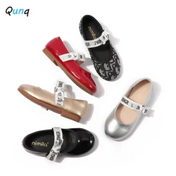 Qunq-zapatos de empalme a cuadros para niña, zapatillas de princesa, transpirables, informales, para primavera y verano