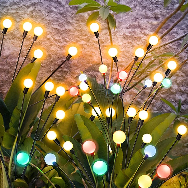 Solar LED Firefly Lamp Outdoor Light ground Garden Decoration giardino impermeabile Home Lawn fuochi d'artificio Light Floor Christmas