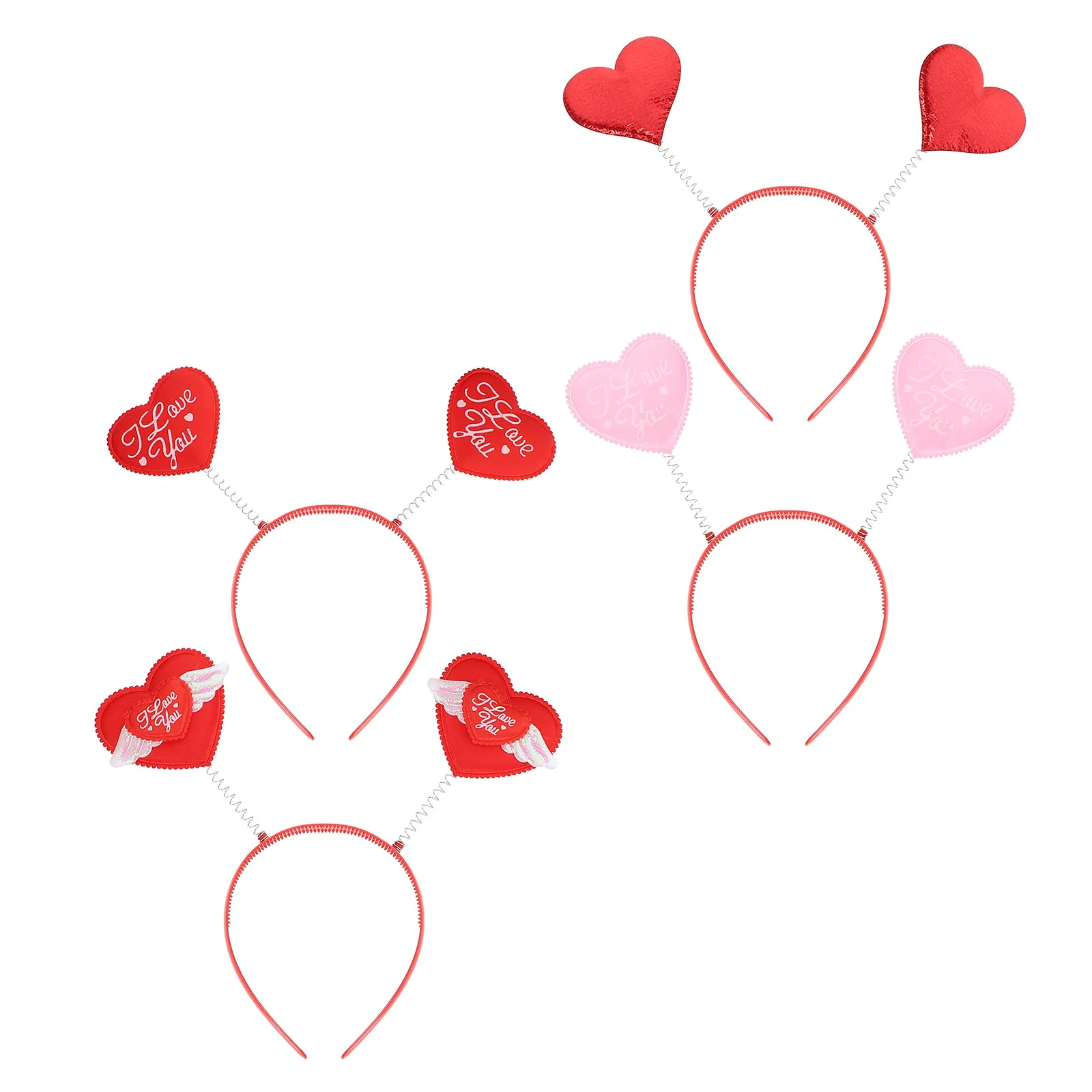 

Набор из 4 красных повязок на голову с сердечками для Дня святого Валентина, милые аксессуары для волос