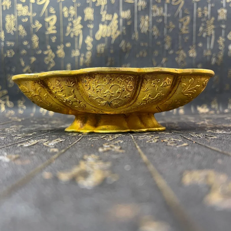 Antique-Style Bird and Flower Plate Decoration Ornament, Tang Dynasty Zhen Guan Floral Plate, Alloy Craft Ornament, Miscellaneou