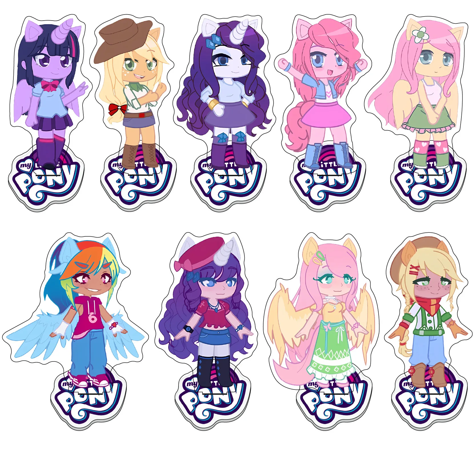 

Cute Pony Fantasy Acrylic Stand Magic Fashion Lady Character Home Tabletop Decoration Keychain Lovely Backpack Charm Colorful
