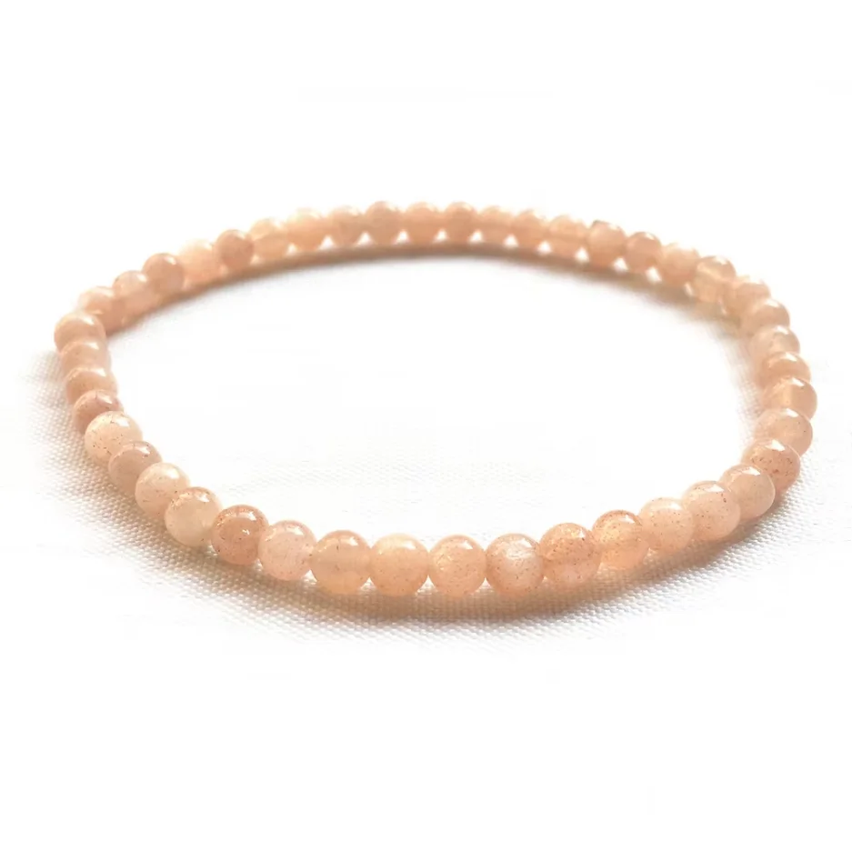 

MG0110 New Natural 4 MM AAA Grade Peach Sunstone Bracelet Womens Mini Gemstone Jewelry