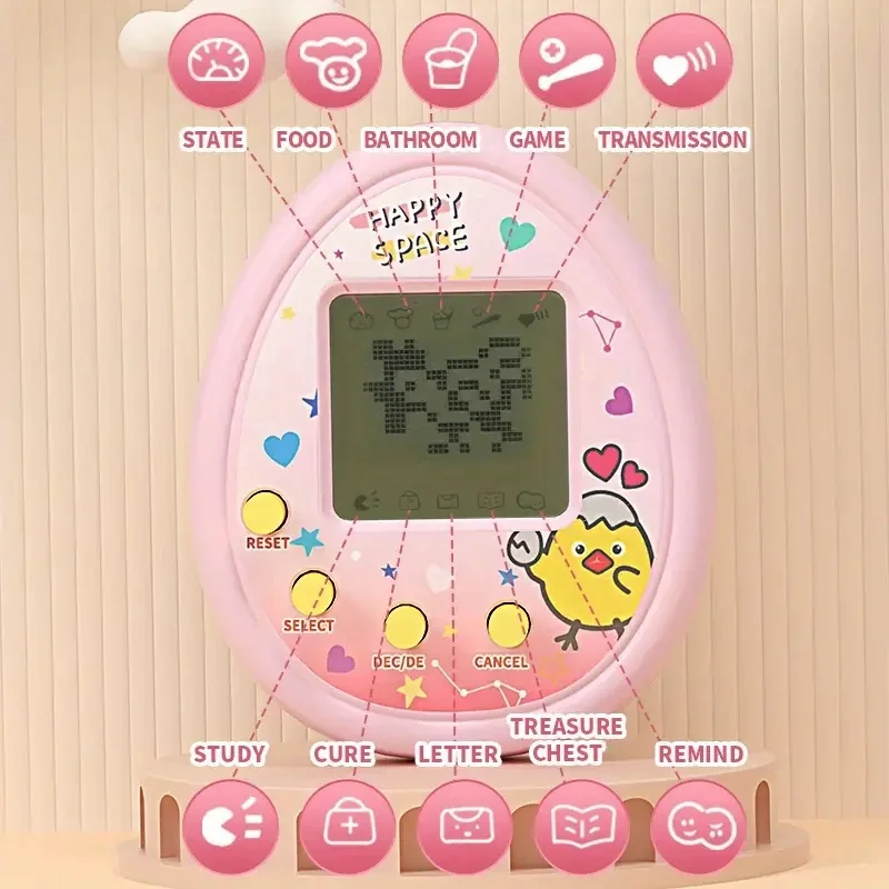 وحدة تحكم ألعاب الحيوانات الأليفة الافتراضية المحمولة على شكل رسوم كرتونية لطيفة مع سلسلة مفاتيح محمولة صغيرة إلكترونية لرفع الحيوانات الأليفة تعمل بالبطارية