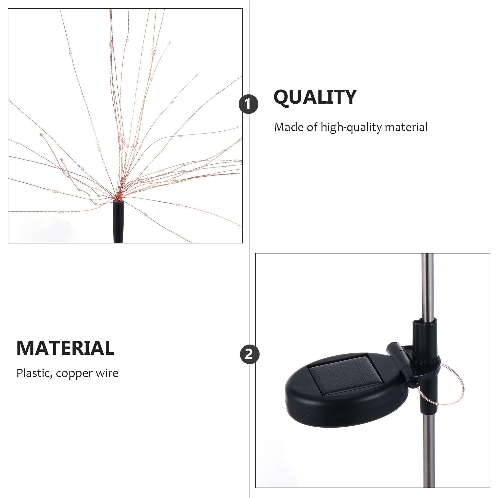 

Solar Powered Waterproof String Lights Garden Stake Decorative Plastic Copper Landscape Lighting Outdoor Yard Pathway Pool