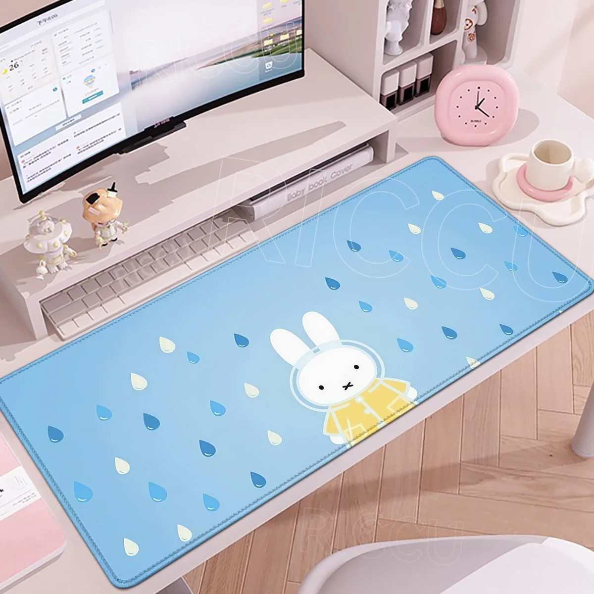Cartoon Little Rabbit Mousepad Cute M-Miffy XXL Gamer Mechanical Keyboard Pad HD Rubber Anti-Slip Lock-Edge Home Office Desk Mat