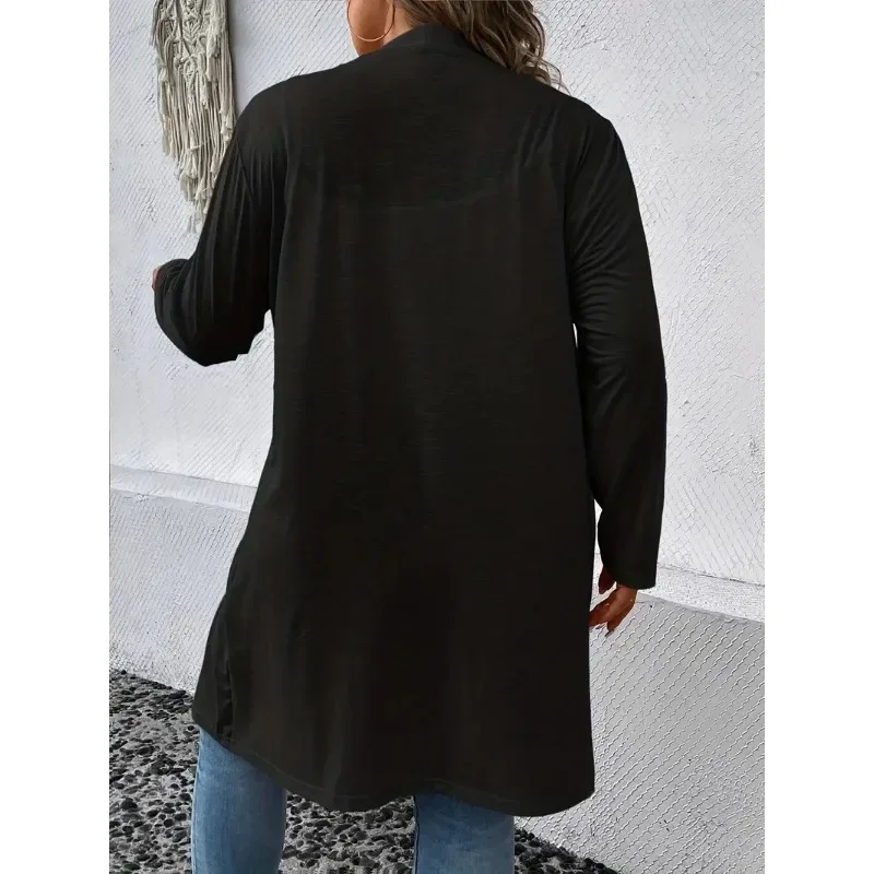 Spring 2024 Autumn Cardigan Top New Women Solid Color Long Sleeve Baggy Coat Women Fashion Single-Breasted V-neck Large Coat Top