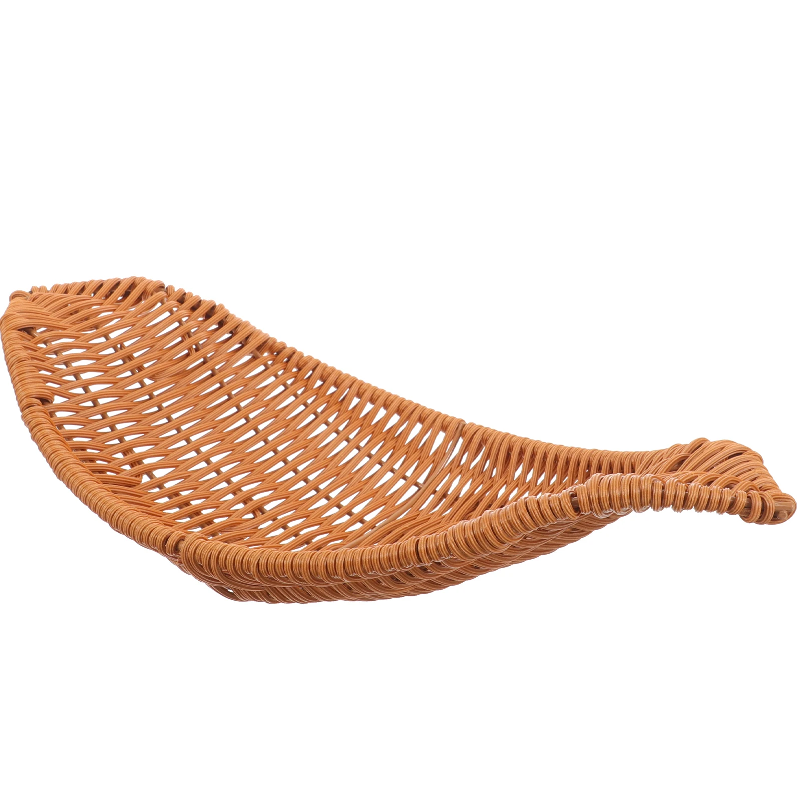 

Small Imitation Rattan Woven Basket Decorative Storage Organizer for Fruits Bread Sundries Desktop Holder Multi-Purpose