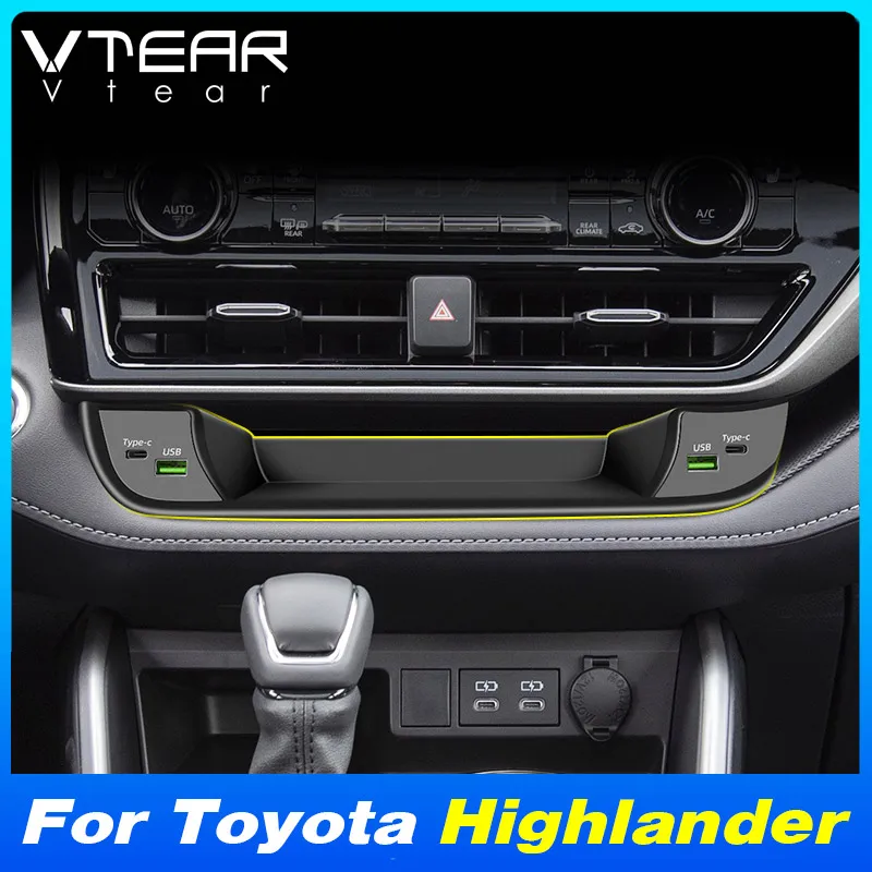 For Toyota Highlander XU70 USB Type-C Splitter Adapter Fast Charger Shunt Hub Docking Station Interior Accessories 2021-2023