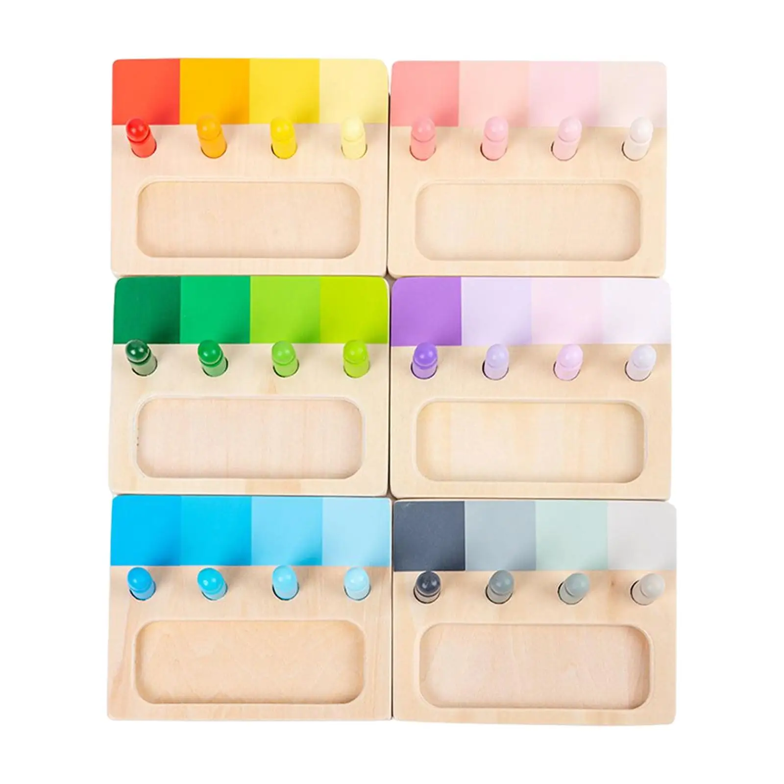 Paleta de cores para aprendizagem precoce, brinquedos educativos, montessori para o exercício, 6 partes