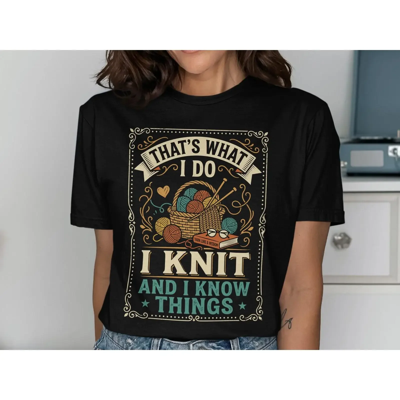 Retro Yarn Basket Knitting T Shirt Vintage Crafter Knit Lover Top vintage Washed fashion designer clothes Breathable Unisex
