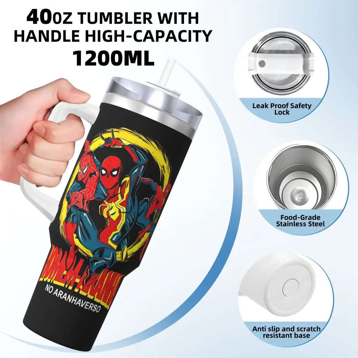 Spider-Man Tumbler Spider Man American Cartoon Comic Hot Drinks Water Bottle Stainless Steel Coffee Mug Camping Car Mugs