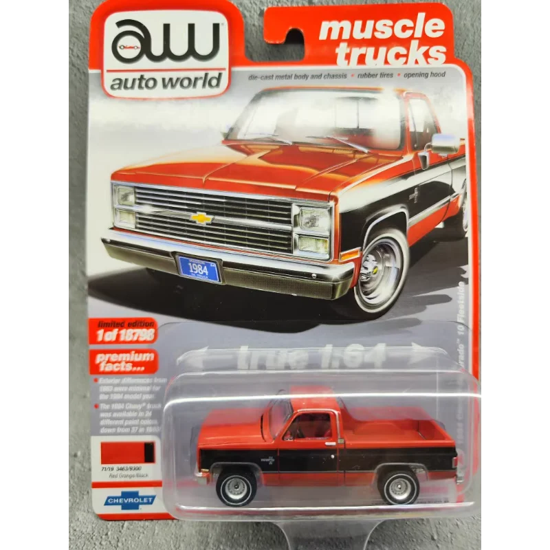 Modelo de Coche de Aleación a Escala 1/64 de la Serie World Car, Chevrolet Pickup 1984, Juguete Coleccionable, Regalo, Souvenir, Adorno de Exhibición