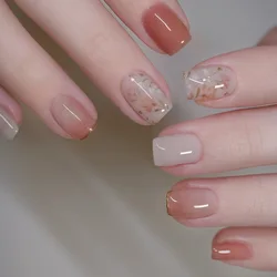 24Pcs Cute Sweet Press on Nails Mini Flower Fake Nails Fresh Colorful Acrylic Nails Spring Summer Nail Short Square Fake Nails