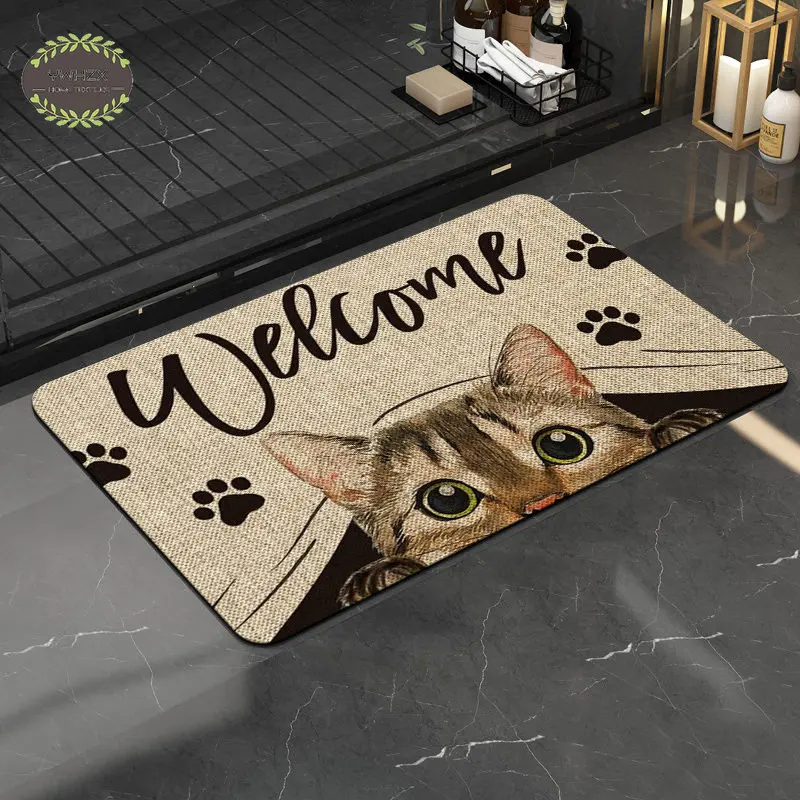 Four Cats Doormat Non-Slip Door Mat Washable Rug Carpet In The Bedroom Floor Bath Kitchen Mats Home Room Decoration Aesthetic