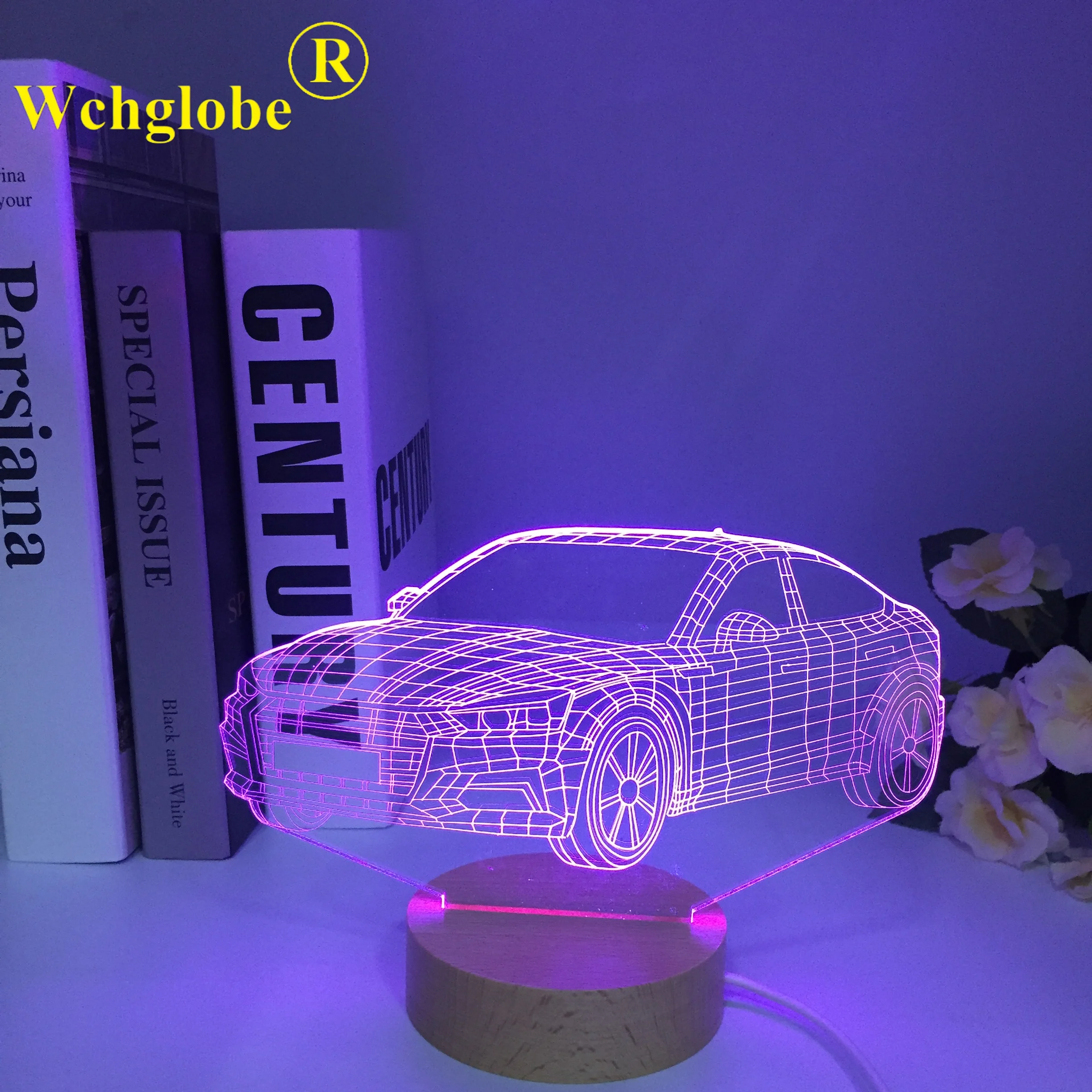 Small Car 3D Lamp Multi-colors Wooden Birthday Gift USB Powered Lava Optical Led Night Light Lamp Hologram Dropshipping