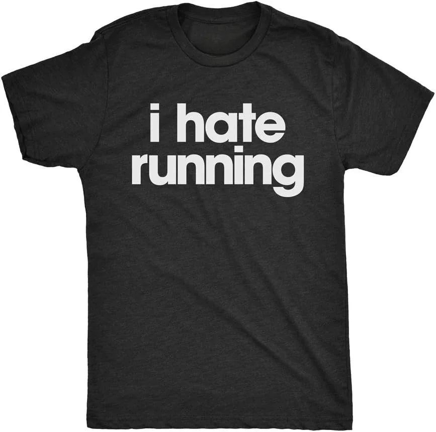 Funny Sarcastic Mens I Hate Running Tshirt Marathon Runner Fitness Workout Tee for Guys Custom Printed Short Sleeve Shirts Y2k