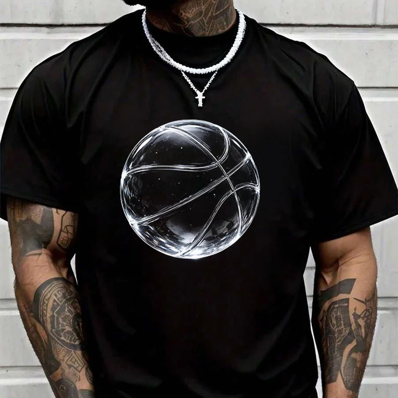 

Мужская модная футболка с принтом в виде стеклянных баскетбольных мячей, повседневные модные футболки на лето, удобные топы с короткими рукавами