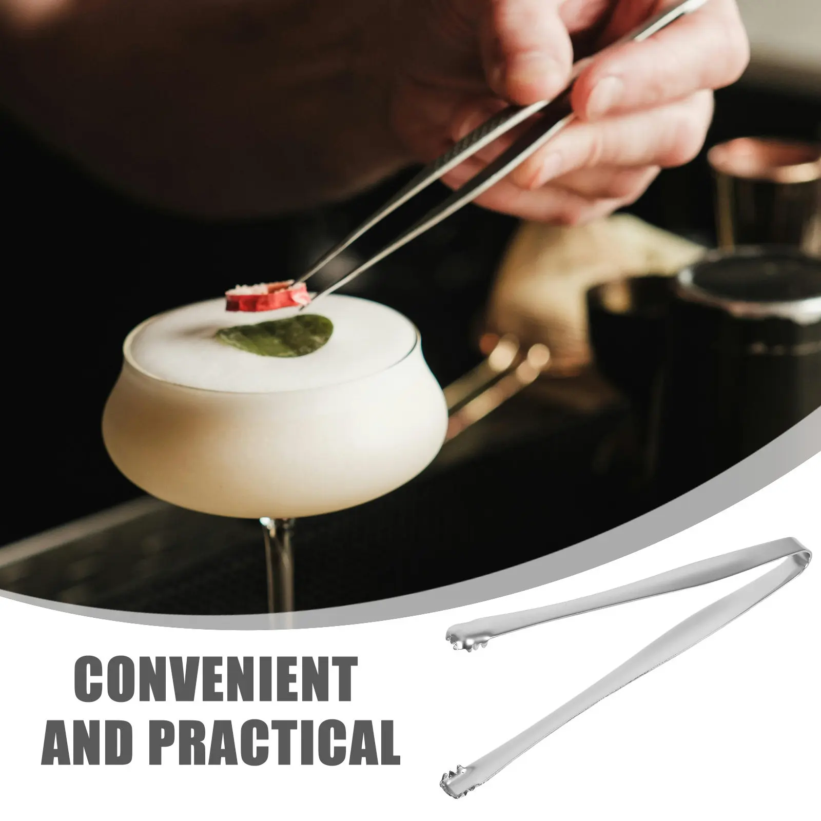 Stainless Steel Anti-Scalding Ice Tongs Non-Slip Long Handle Multifunctional Kitchen Tongs for Sugar Cubes Ice Bucket Tea